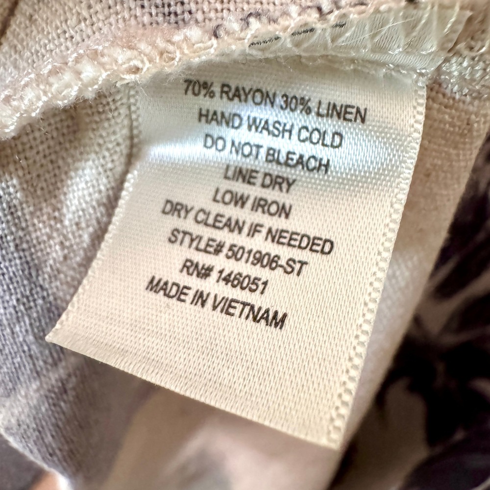 Monteau Los Angeles Floral Linen Blend Maxi Dress XL Black Cream Summer Vacation - Picture 7 of 8